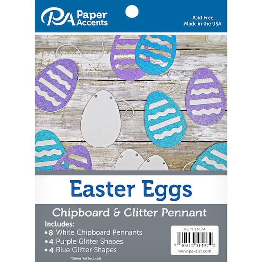 PA Paper&#x2122; Accents 5&#x27;&#x27; Easter Egg Chipboard &#x26; Glitter Pennant, 16ct.